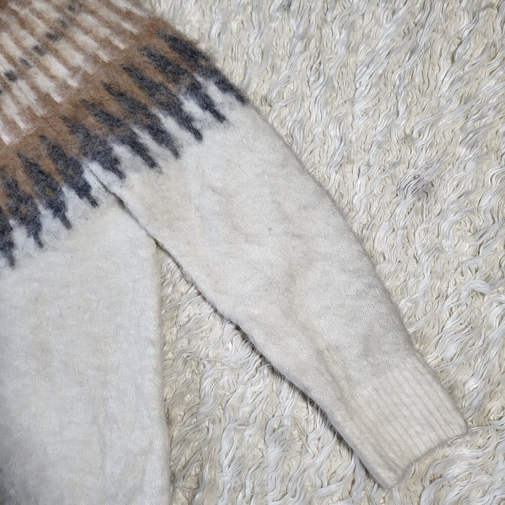 Banana Republic Alpaca Fair Isle Knit Sweater XL Beige Gray Nordic Winter Warm - Picture 4 of 9